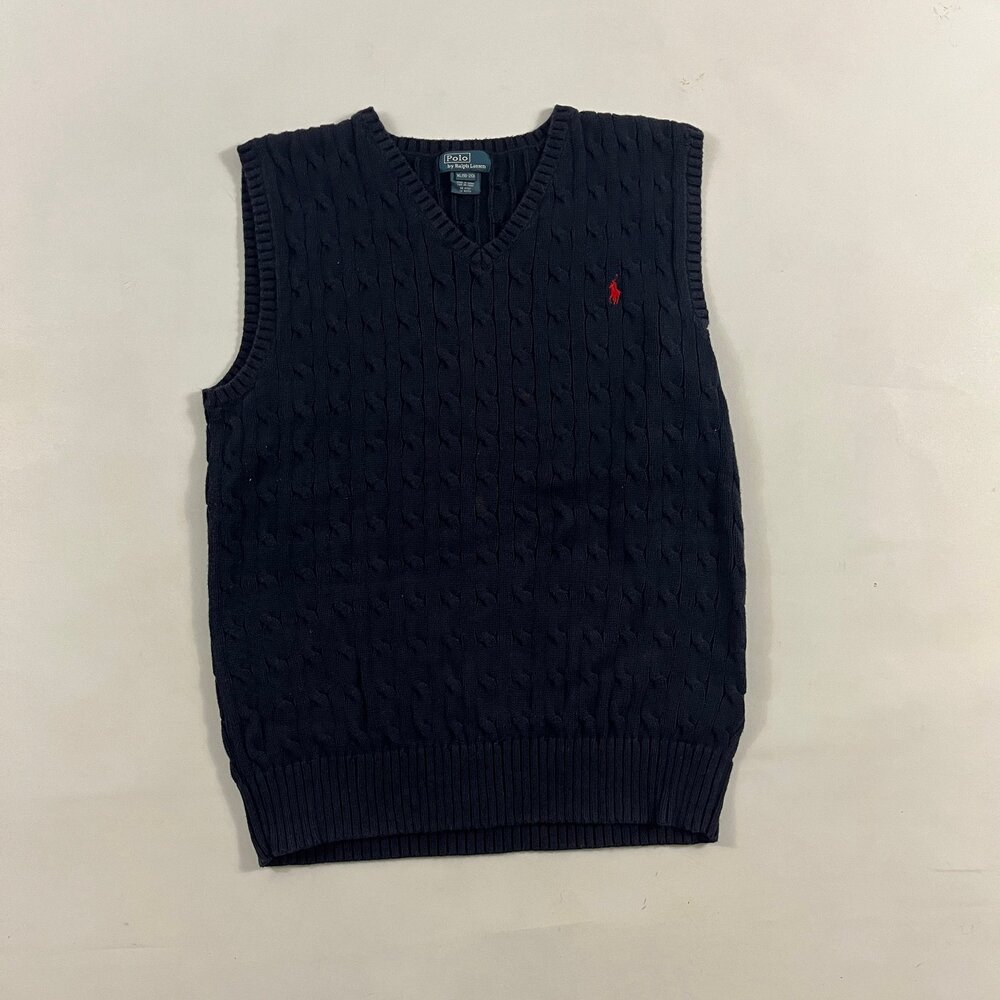 Polo Ralph Lauren Navy Cable Knit V-Neck Sweater Vest Youth XL (18-20)